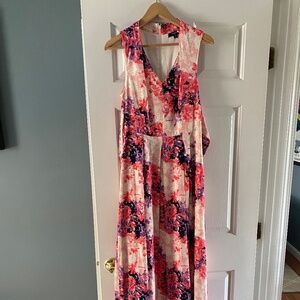 Tahari pink floral maxi dress (size 4)